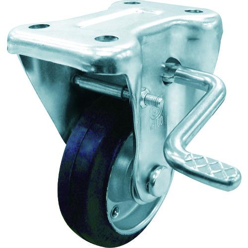 ユーエイ プレート式 固定 キャスター ゴム 車輪径100mm ストッパー付き Jタイプ KB(R)...