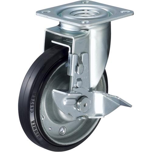 ハンマー 軽量キャスター 旋回式ゴム車輪 150mm ストッパー付 4132S-1R150