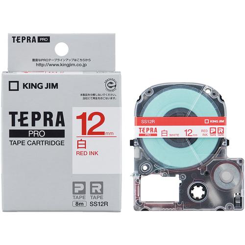 キングジム KING JIM 【純正】「テプラ」PROテープ 12mm 白ラベル/赤文字 長さ8m ...