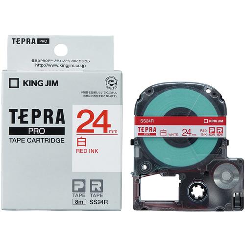 キングジム KING JIM 【純正】「テプラ」PROテープ 24mm 白ラベル/赤文字 長さ8m ...