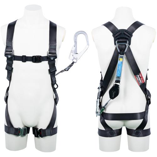 ツヨロン TSUYORON 黒影ハーネス シングルランヤード付き ロック機構付き巻取式コルトリトラ ...