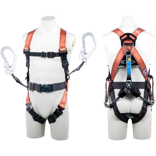 ツヨロン TSUYORON コアハーネス 胴ベルト付き ツインランヤード付き ロック機構付き巻取式コ...