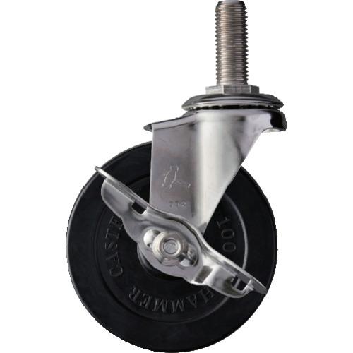 ハンマー EAシリーズオールステンレス 旋回式ゴム車輪100mm ストッパー付 315EA-R100