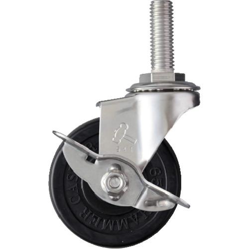 ハンマー EAシリーズオールステンレス 旋回式ゴム車輪65mm ストッパー付 315EA-R65