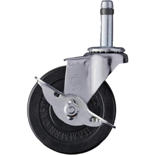 ハンマー 差込み旋回式ゴム車輪 75mm ストッパー付 415K-R75