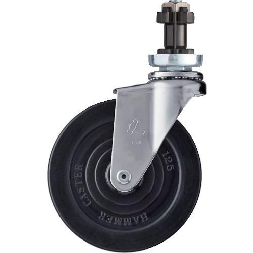 ハンマー パイプ差込み旋回式ゴム車輪 125mm φ38用 4202EN-R125