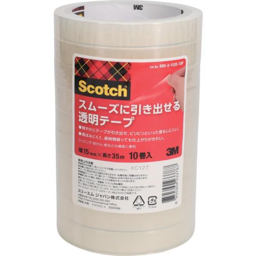 スリーエム 3M スコッチ(R) スムーズに引き出せる透明テープ 15mm x 35m 600-3-...