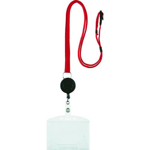 トラスコ TRUSCO ストラップ付リールクリップ名札 ハード 2枚収納 赤 TNH-H-R