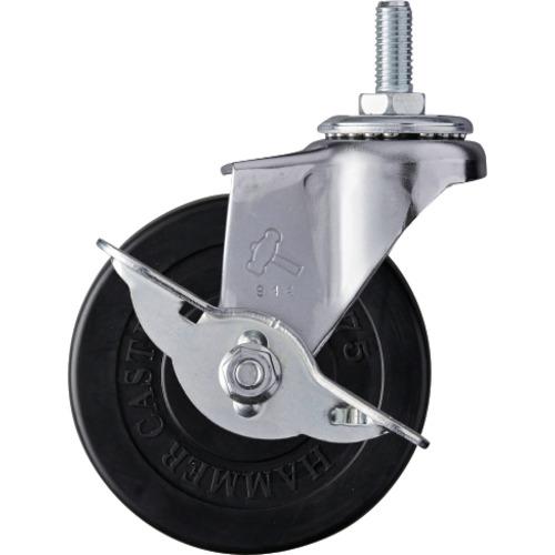 ハンマー ねじ込み旋回式ゴム車輪 75mm W3/8 ストッパー付 415A-20R75