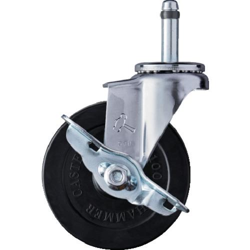 ハンマー 差込み旋回式ゴム車輪 100mm ストッパー付 415K-R100