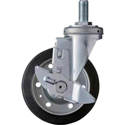 ハンマー ねじ込み式キャスター 420SAシリーズ(ゴム車・太ねじタイプ) 自在ストッパー付 車輪径...