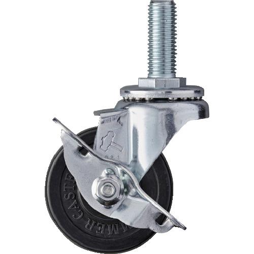 ハンマー ねじ込み式 旋回式ゴム車輪 65mm ストッパー付 413SA-R65