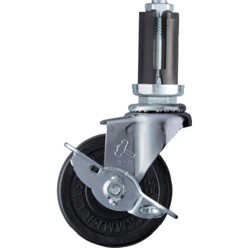 ハンマー パイプ差込み旋回式ゴム車輪 65mm φ22~24用 ストッパー付 4153EU-R65