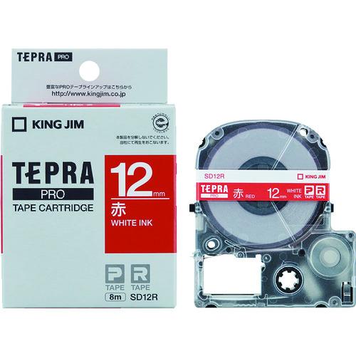 キングジム KING JIM 【純正】「テプラ」PROテープ 12mm 赤ラベル/白文字 長さ8m ...