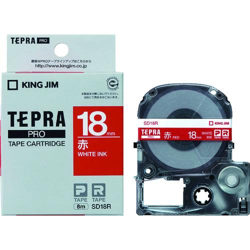 キングジム KING JIM 【純正】「テプラ」PROテープ 18mm 赤ラベル/白文字 長さ8m ...