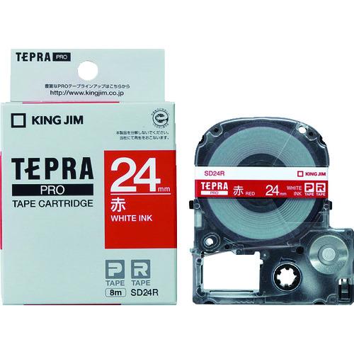 キングジム KING JIM 【純正】「テプラ」PROテープ 24mm 赤ラベル/白文字 長さ8m ...