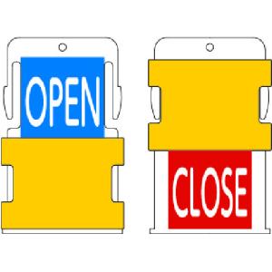 IM スライド表示タグ OPEN CLOSE (OPEN - 青地に白 / CLOSE - 赤字に白) (1枚) 品番：AIST4-EN｜kouguland