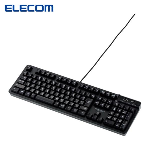 エレコム USBハブ付有線プレミアムメンブレンキーボード メカニカルライク USB（2.0）2ポート...