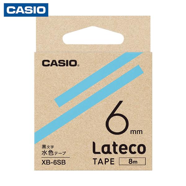 カシオ ラテコ(Lateco)専用詰め替えテープ 6mm 水色テープに黒文字 (1個) 品番：XB6...