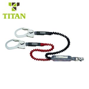 タイタン EXJ伸縮ストラップ式 タイプ1ランヤード ブラック／レッド ダブル   品番：HL-ERW-130