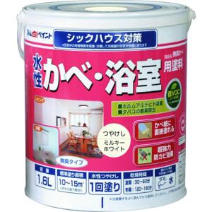 アトムペイント 水性かべ・浴室用塗料(無臭かべ) 1.6L ミルキーホワイト (1缶) 品番：00001-13422