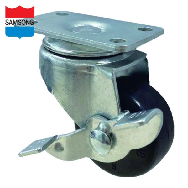 SAMSONG TP3015-01-PLY-SLB プレート式軽荷重用キャスター 自在ストッパー付き...