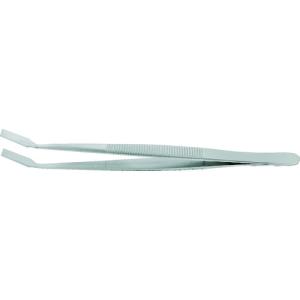 idealtek 耐酸耐磁ステンレスピンセット 120mm 先平曲型タイプ ハンドルギザ付  品番：36A-SA-1-IT