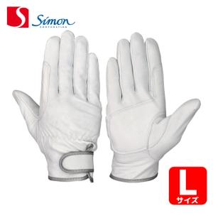 シモン 革手袋 ヤギ革 GT-718 補強当付 マジック式 白 L (1双) GT718-L