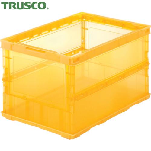 トラスコ TRUSCO オリコン 薄型折りたたみコンテナ スケルコン 50L 透明オレンジ オレンジ...