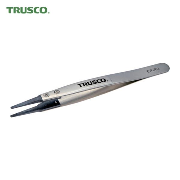 トラスコ TRUSCO ESDチップピンセット 先丸型 先端幅2mm (1本) EP-R2