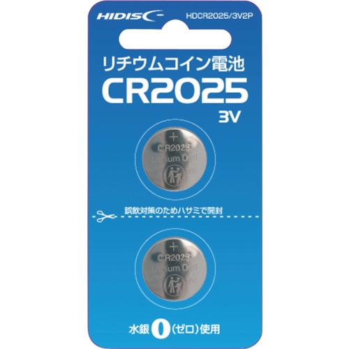 ハイディスク リチウムコイン電池 CR2025 3V 2個パック(1Pk) 品番：HDCR2025/...