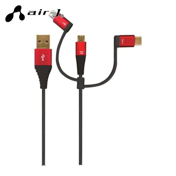 air-J プレミアム3in1 USB充電ケーブル 1M RD (1本) UKJ-PLMC100 R...