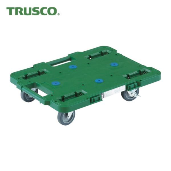 トラスコ TRUSCO 樹脂製平台車 ルートバン 400X600 4輪自在 ストッパー付 緑 (1台...