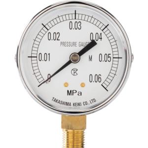 高島計器 1012010 一般圧力計(A枠立型・φ60) 圧力レンジ0.0~0.1MPa R1/4 (1個)