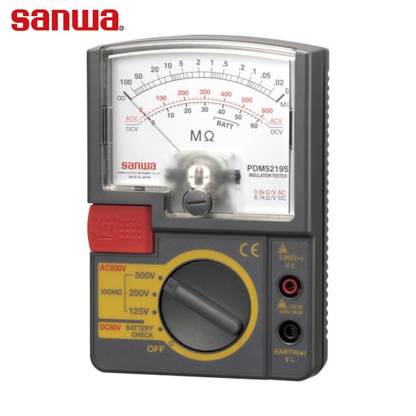 SANWA アナログ絶縁抵抗計 500V/250V/125V (1個) 品番：PDM5219S