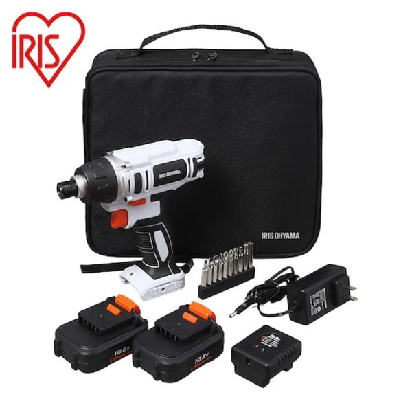 アイリスオーヤマ 100940 充電式インパクトドライバ ソフトケース付き バッテリー2個セット (...