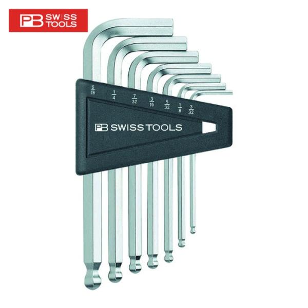 PBスイスツールズ 212ZHCN ボール付六角棒レンチセット7本組 インチサイズ(ブリスターパック...