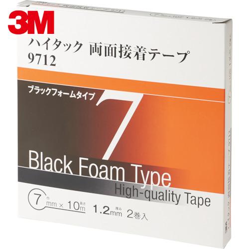 3M ハイタック両面接着テープ 9712 7mmX10m 黒 (2巻入) (1箱) 品番：9712 ...