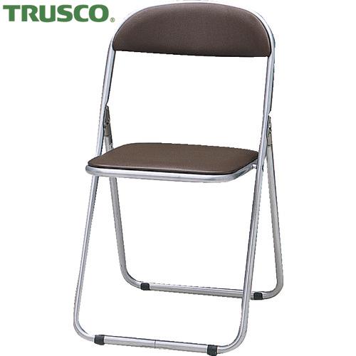 TRUSCO(トラスコ) 折りたたみパイプ椅子 ウレタンレザーシート貼り ブラウン (1脚) FC-...