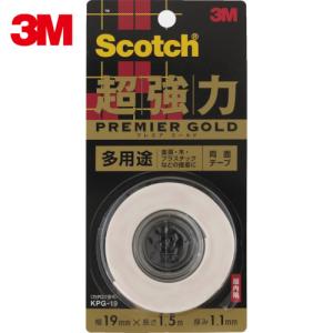 3M スコッチ 超強力両面テープ プレミアゴールド 多用途 19mm×1.5m (1巻) 品番：KPG-19