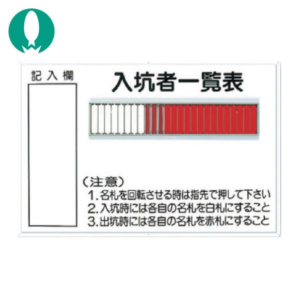 つくし 標識 「入坑者一覧表 25人用」 (1台) 80-B