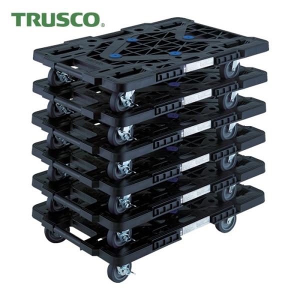 トラスコ TRUSCO まとめ買い 樹脂製平台車 ルートバン MPK-600JS-BK 6台セット ...