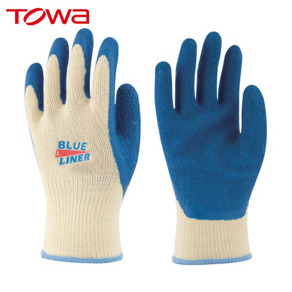東和 トワロン 作業手袋 まとめ買い 天然ゴム背抜き手袋 ブルーライナー L （3双入） (1袋) ...