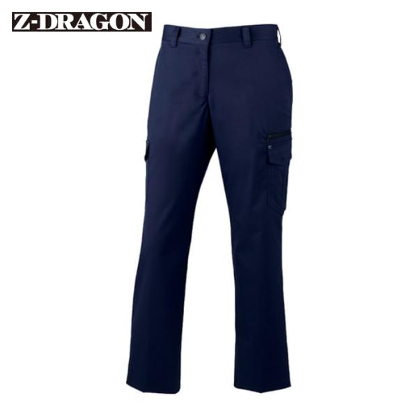 Z-DRAGON 自重堂 ストレッチレディースカーゴパンツ ウエスト64 ネイビー (1着) 710...