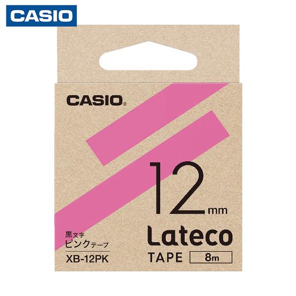カシオ ラテコ(Lateco)専用詰め替えテープ 12mm ピンクテープに黒文字 (1個) 品番：X...