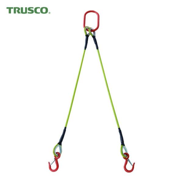 トラスコ TRUSCO 2本吊玉掛ワイヤーロープスリング(カラー被覆付)アルミロックタイプ 黄透明1...