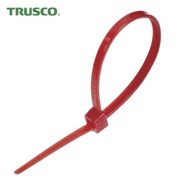 トラスコ TRUSCO カラーケーブルタイ 赤 幅4.6X203mm最大結束Φ52標準型 (1袋) ...