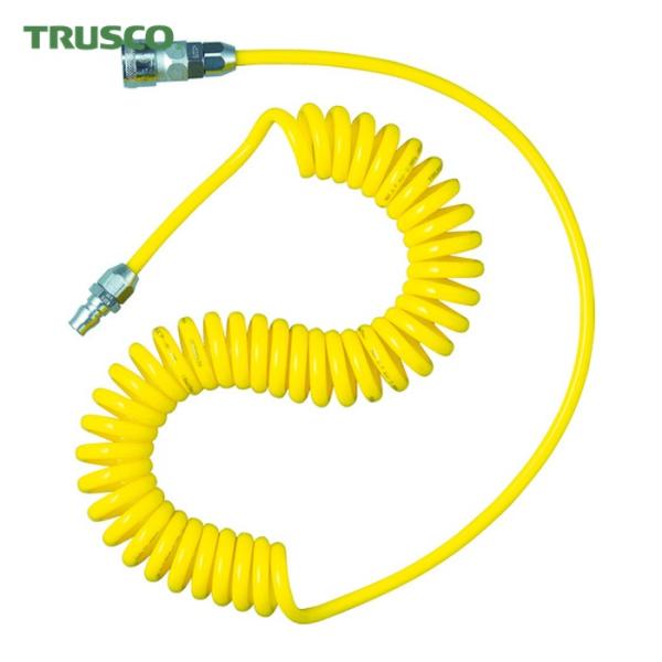 トラスコ TRUSCO エアーホース スパイラルホース カップリング付 使用範囲 4m (1本) 品...