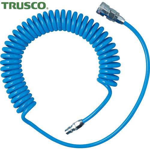 TRUSCO(トラスコ) αウレタンコイルホースブルー カップリング付 2m (1本) TUCH-3...