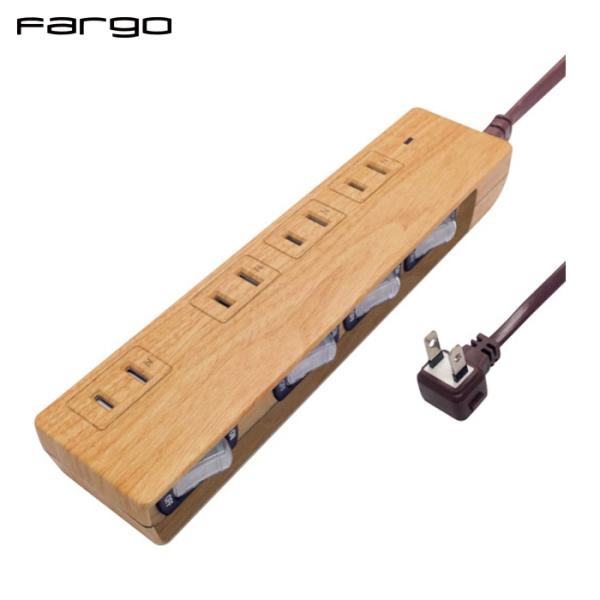 Fargo NATURAL WOOD TAP AC4個口 個別スイッチ付 ベージュウッド (1個) ...